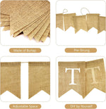 guirlande décorative jute 15 fanions 13cmx18cm 35m total mariage anniversaire révélation sexe rustic