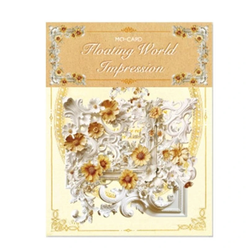 autocollants scrapbooking vintage fleurs coquillages baroques romantiques blanc doré bleu rose adhésifs cornières décoratives