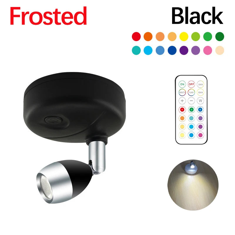 lampe murale rechargeable led rotation 360 moderne noir blanc télécommande