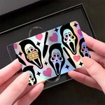 autocollants cartes bancaires effet laser pop art masques effrayants multicolores réutilisables