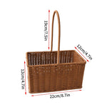 panier tressé marron clair réutilisable multiple uses fleurs artificielles anneaux métalliques traditionnel rangement maison