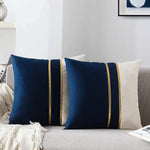 coussins carrés bleu marine rose pâle doré nordique velours 45x45cm contemporain decoration voiture