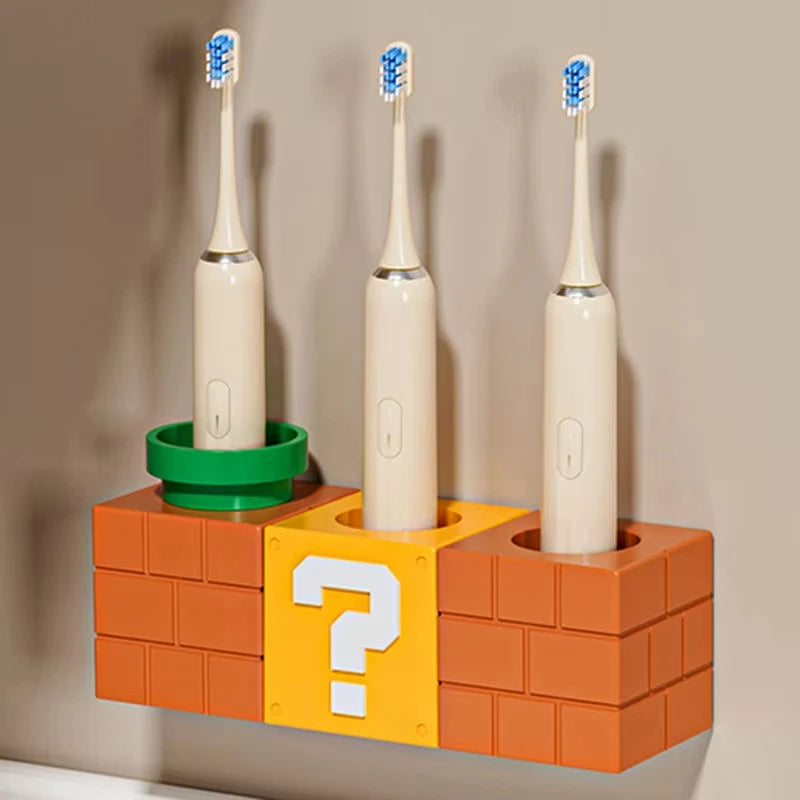 rangement brosses dents brique lego mario univers snintendo salle bain organisateur