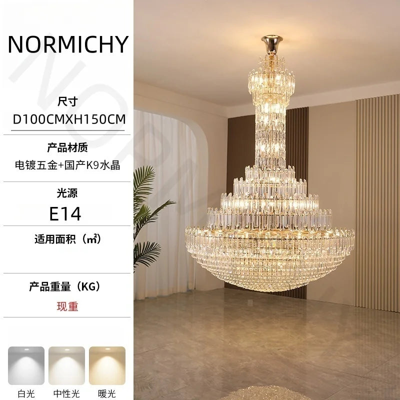 lustre cristal doré suspension salon hall lumière classique 20 sources 90v 260v
