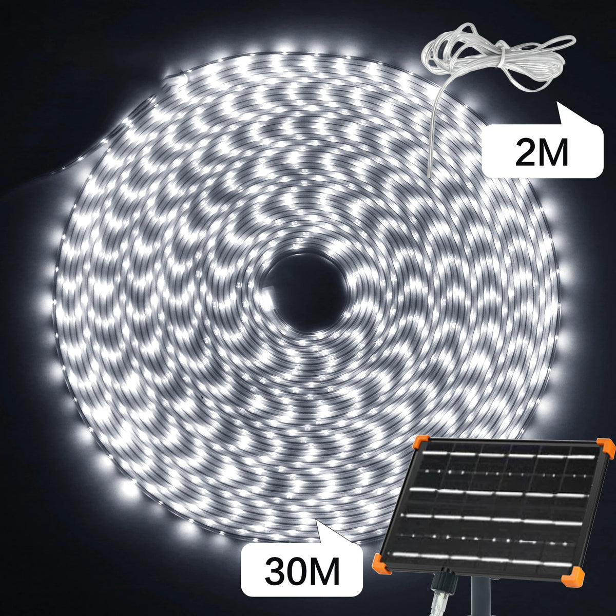 ruban led solaire blanc moderne 30m 20m 15m 10m modes télécommande clips certifié ip68