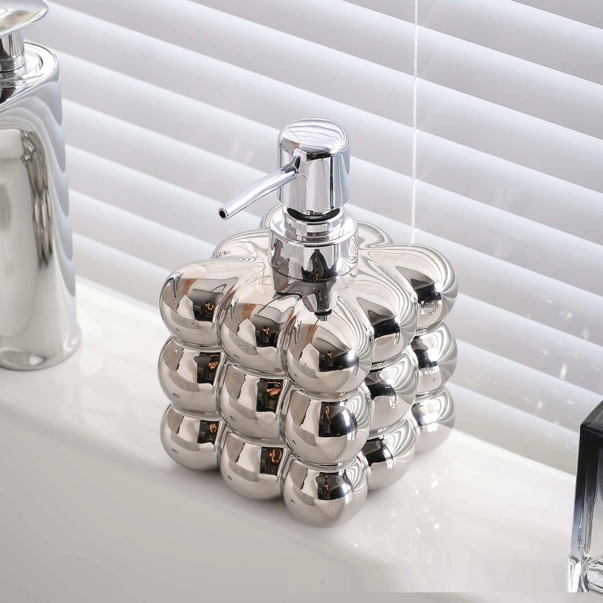 distributeur savon liquide argenté moderne maison 350ml 450ml rechargeable pompes