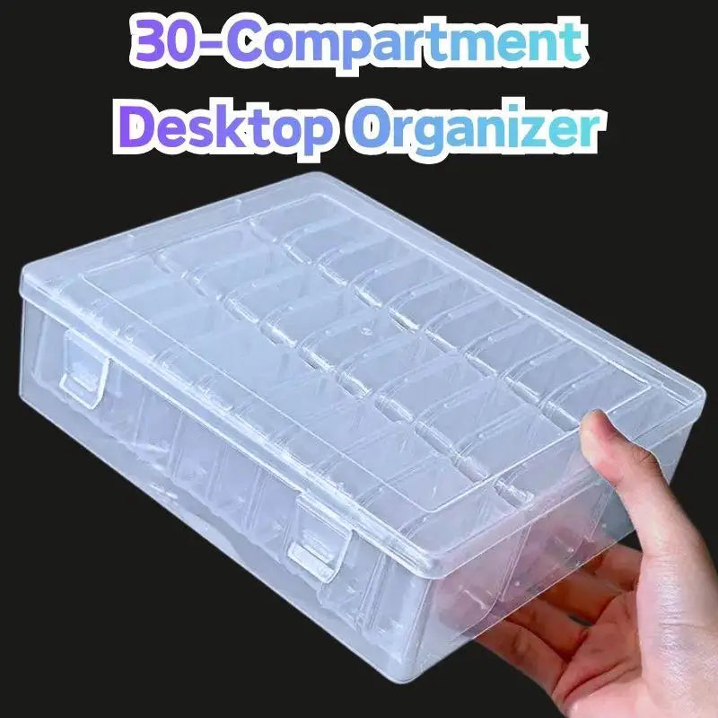 organisateur compartiments transparent rangement accessoires bijoux poignées modernes 30 cases réutilisables gọn/vnd