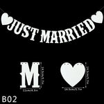 décoration mariage just married guirlande bannières lettres cœurs rouges triangles opaques rustique