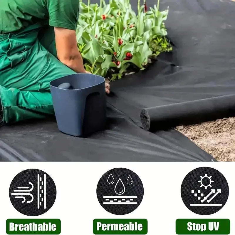 tapis jardin noir tissé robuste couverture sol polypropylène moderne 100cmx1000cm