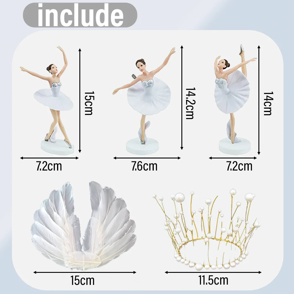 décorations gâteau ballet danseuses plumes papillons couronne dorée anniversaire fête enfants