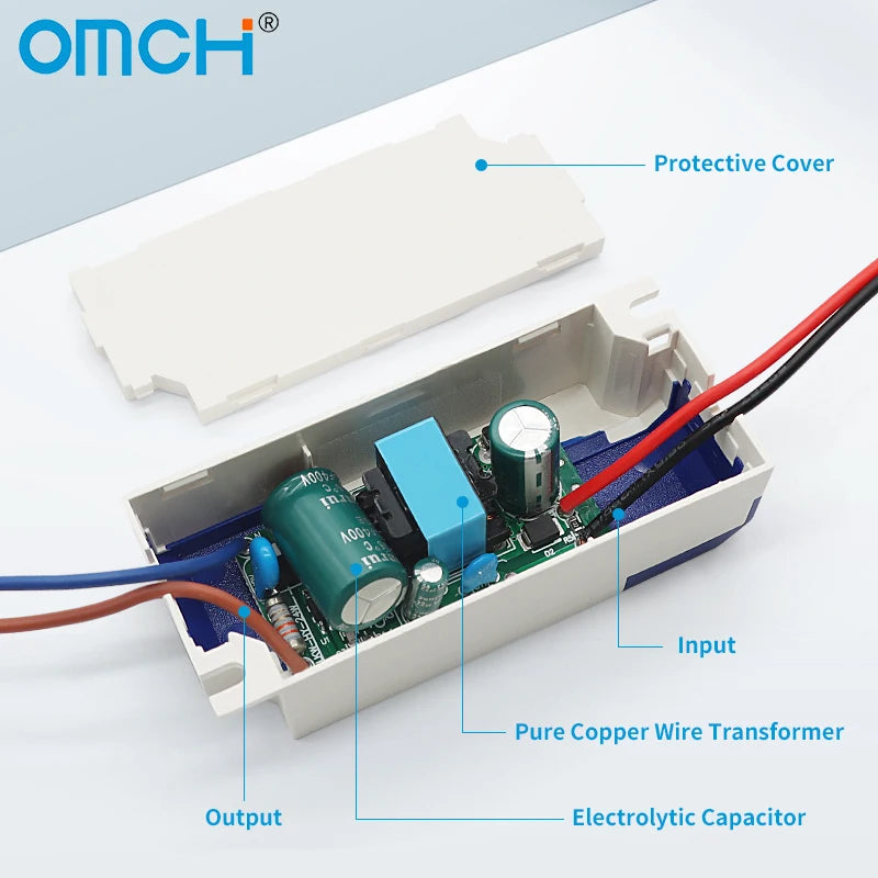 transformateur puissance blanc 5w 12w 24w ac100 240v dc5v 12v câbles couleur moderne compact