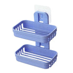 support savon adhésif moderne bleu rose beige texture granulée salle bain pratique amovible double
