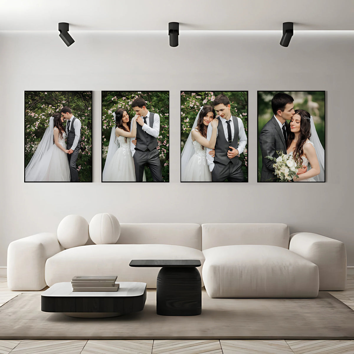 impressions photographiques couple moderne noir blanc cadre salon décoration maison affiche haute définition sans