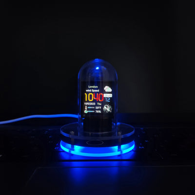 horloge digitale nixie tubes écran tactile météo date heure élégante moderne futuriste adhésif lumineuse