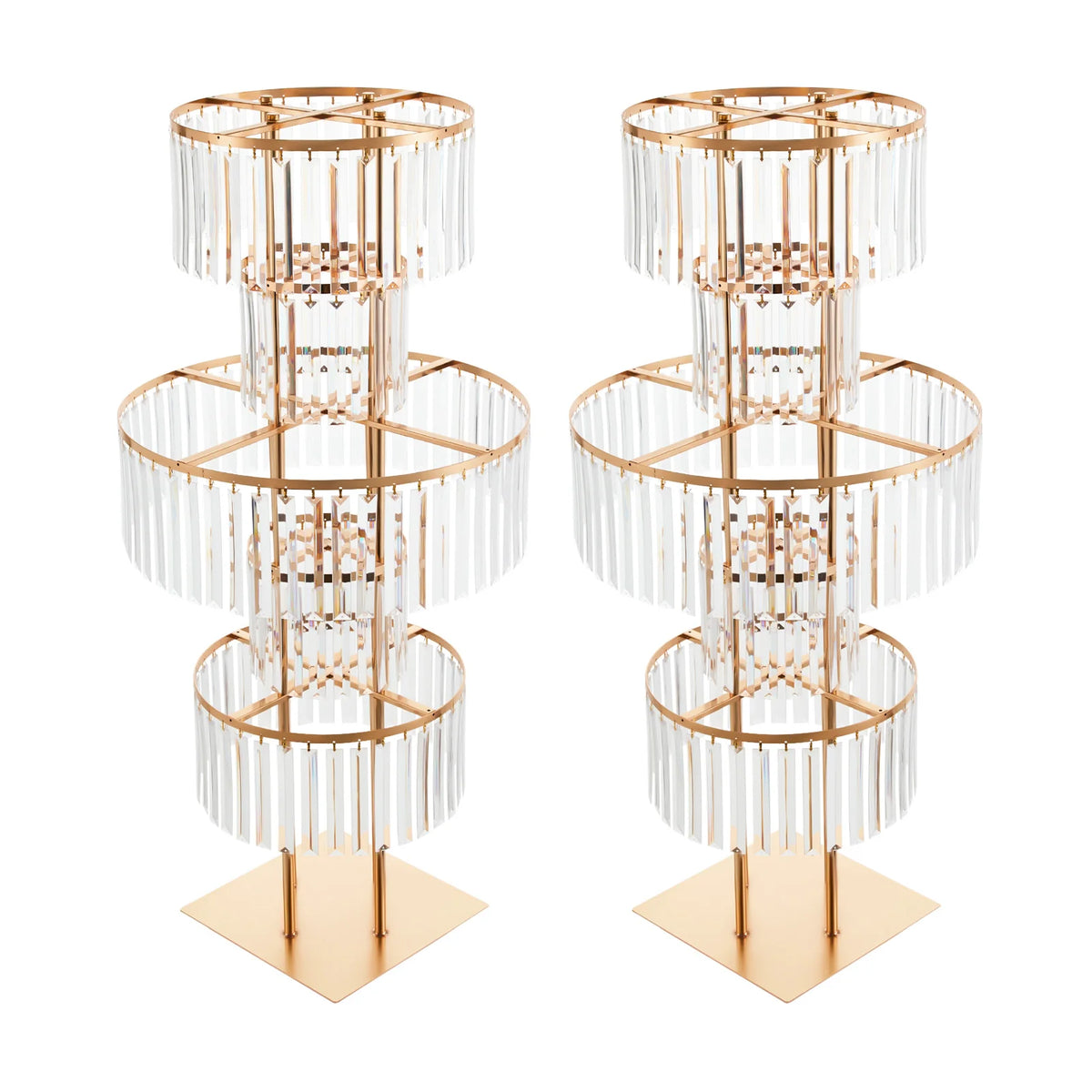 support fleurs moderne or rondelles transparentes décoration table mariage anniversaire pieds