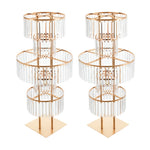support fleurs moderne or rondelles transparentes décoration table mariage anniversaire pieds
