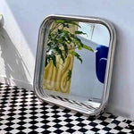 miroir moderne portable vert blanc acier inoxydable carré fixation murale salle bains maquillage decoration