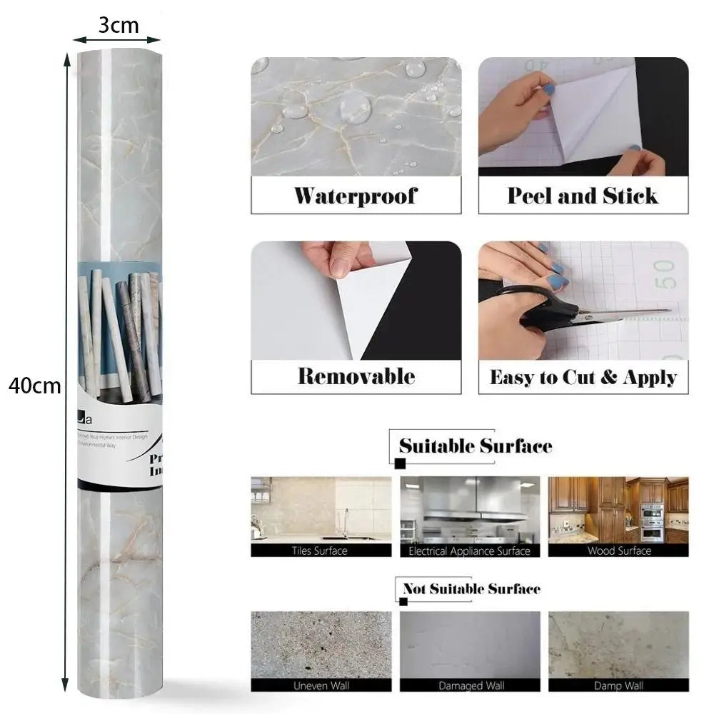 papier peint auto adhésif marbre moderne marron clair beige gris blanc chambre salle bain