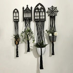 support plante suspendu macramé géométrique noir artisanal moderneintérieur décoration salon balcony