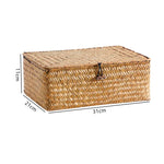 boîtes rangement tissage paille naturelle rustique boucles métalliques respectueux environnement multiple utilisations
