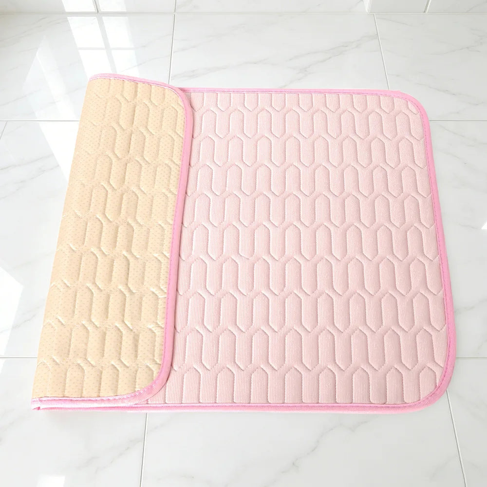 tapis refroidissement animal bleu clair texture geometrique moderne anti urine lavable machine