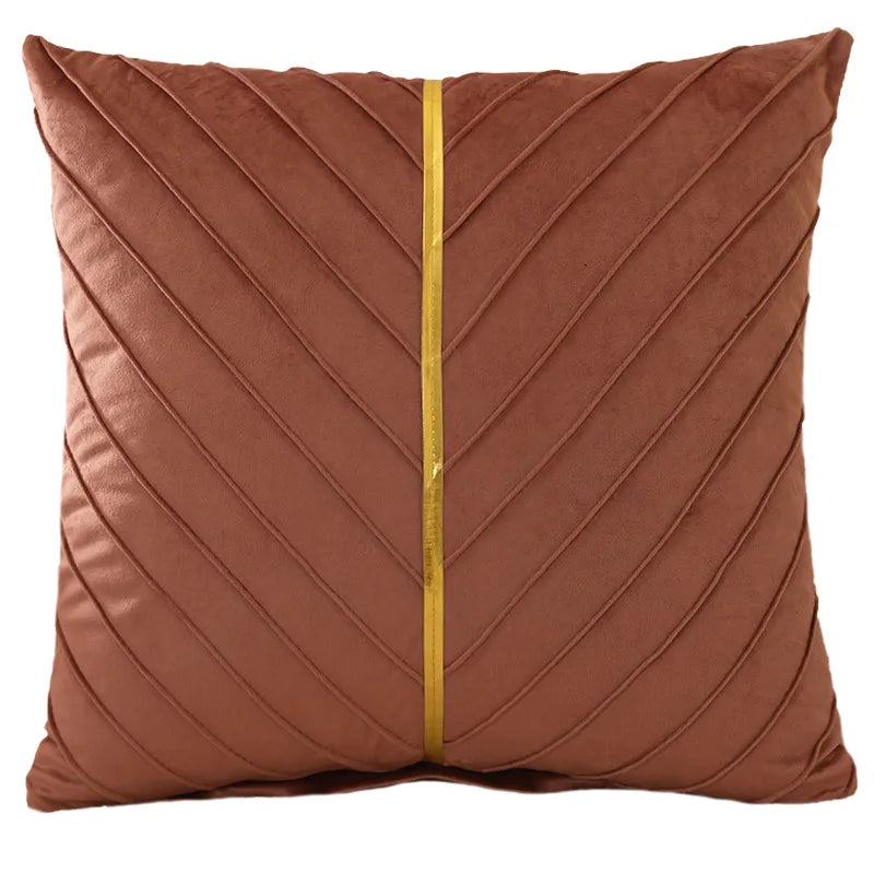 housses coussins décoratifs velours plis verticaux bleu foncé jaune gris modernes opaques 45x45cm