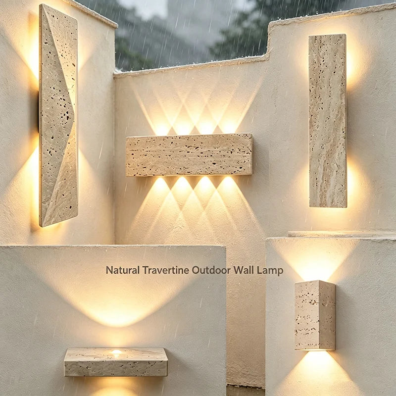 lampe murale extérieure led ip65 marbre naturel beige moderne adhésif hydrofuge vde ccc cqc