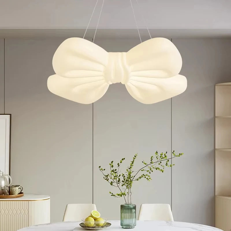 lampe suspension moderne nœud décoratif blanc éclairage surface télécommande