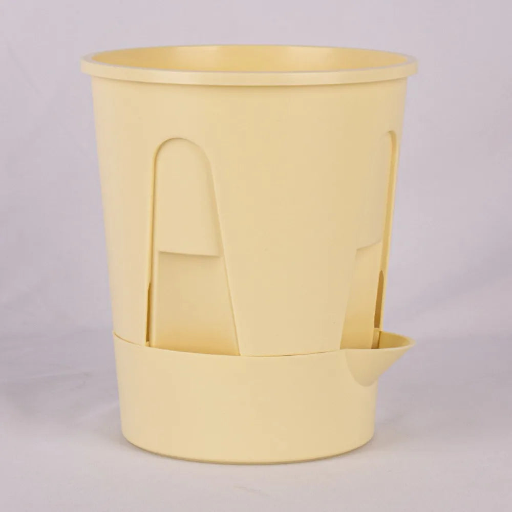 pot fleurs moderne plastique beige mat auto arrosant réserve d'eau
