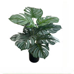 feuilles artificielles monstera vert nervures blanches décoration intérieure moderne trois pièces