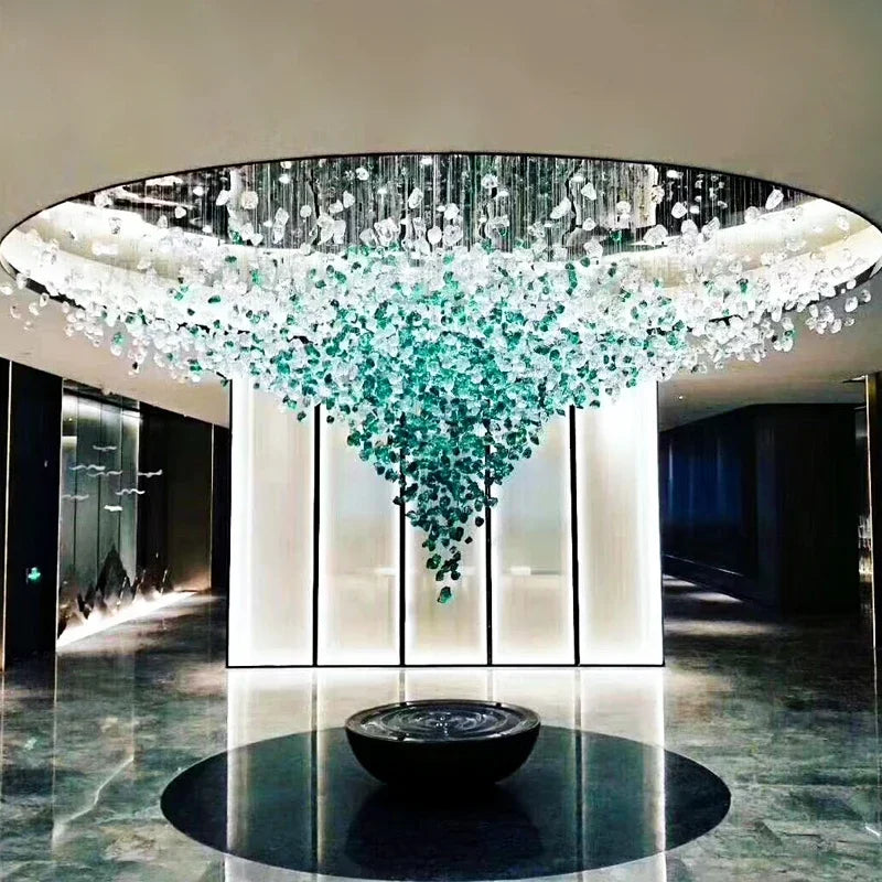 lustre led moderne élégant pierres doré blanc vert bleu noir