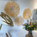 décoration murale fleurs artificielles rose clair moderne feuilles papier métal