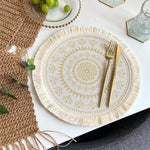 assiettes boho chic mandala feuilles points franges reutilisables antiderapantes isolation thermique respectueux environnement