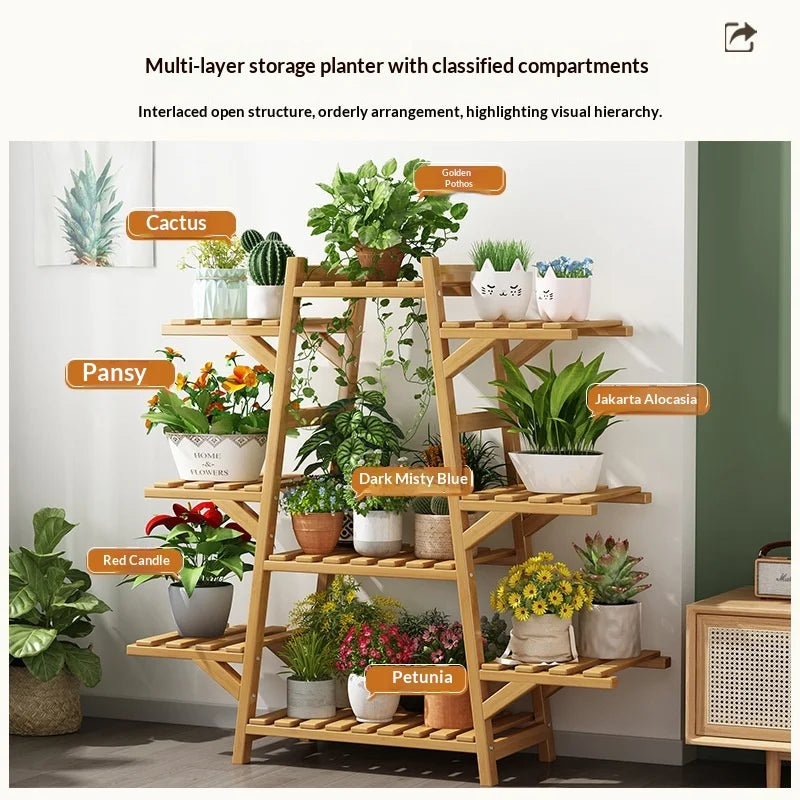 meuble plantes multi niveaux bois naturel moderne minimaliste assemblage plante succulente gain placeintérieurextérieurbalcon