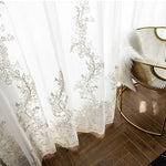 rideau brodé floral blanc moderne tulle polyester transparent élégant français 100x200 cm
