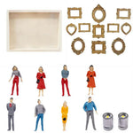 cadre photo mural classique ornementé adhésif figurines céramique fleurs artificielles photos doré blanc rouge