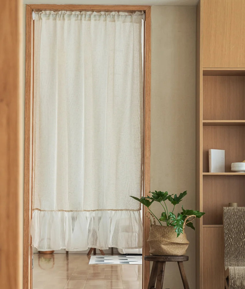 rideau classique lin beige clair fils dorés opacité maison