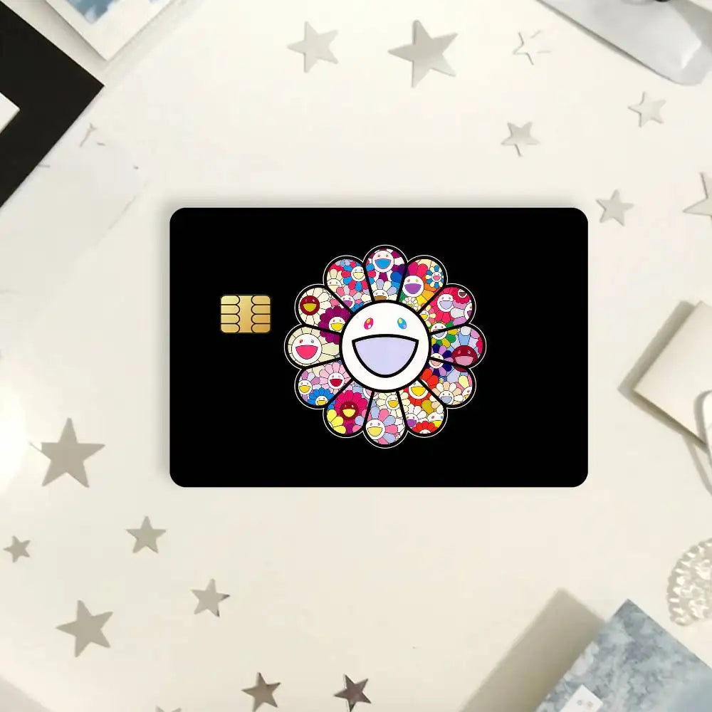 autocollants imperméables cartes credit debit transport multicolore floral popart adhésifs portefeuilles cartes modernes