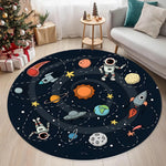 tapis rond thème spatial planètes fusées astronautes moderne salon chambre enfants
