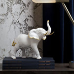 statues éléphants résine blanc noir or détails dorés classique élégant animal compagnie feng shui