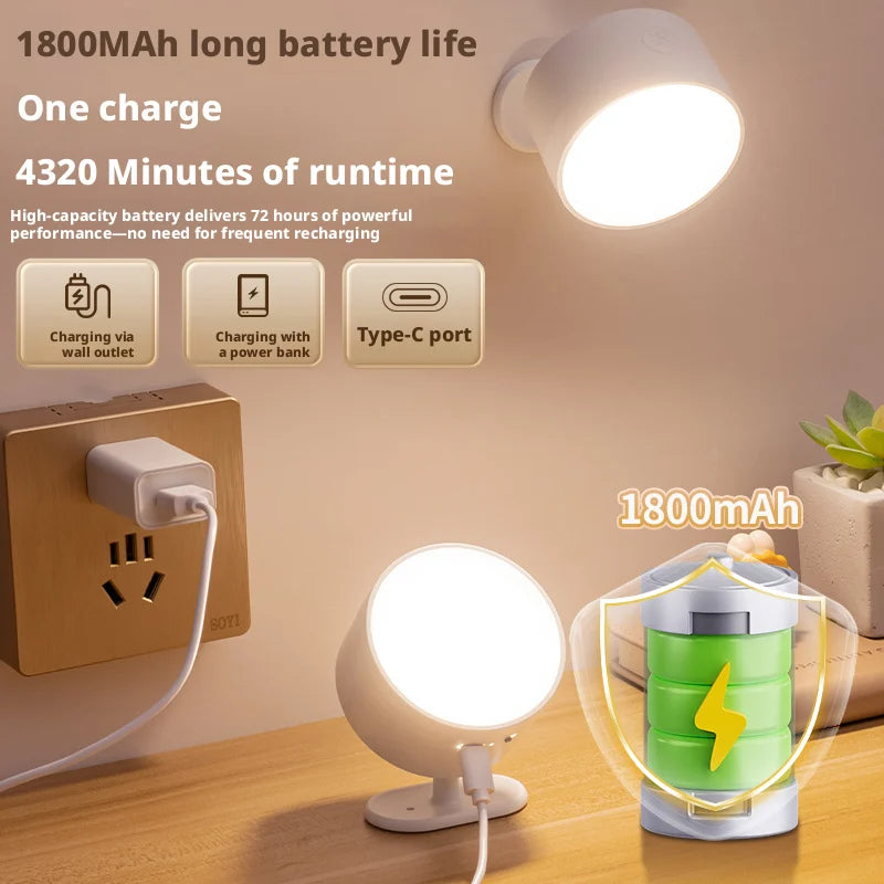 lampe murale magnétique rechargeable led 360 rotation moderne sans fil blanc