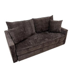 canapé lit marron velours moderne coussins oreillers bois éponge compression minimaliste scandinave