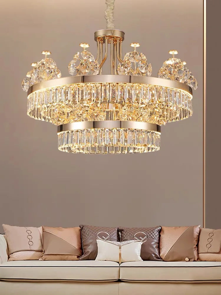 lustre suspendu cristal brillant doré élégant salon chambre 2000 82000 lumens 90 260V