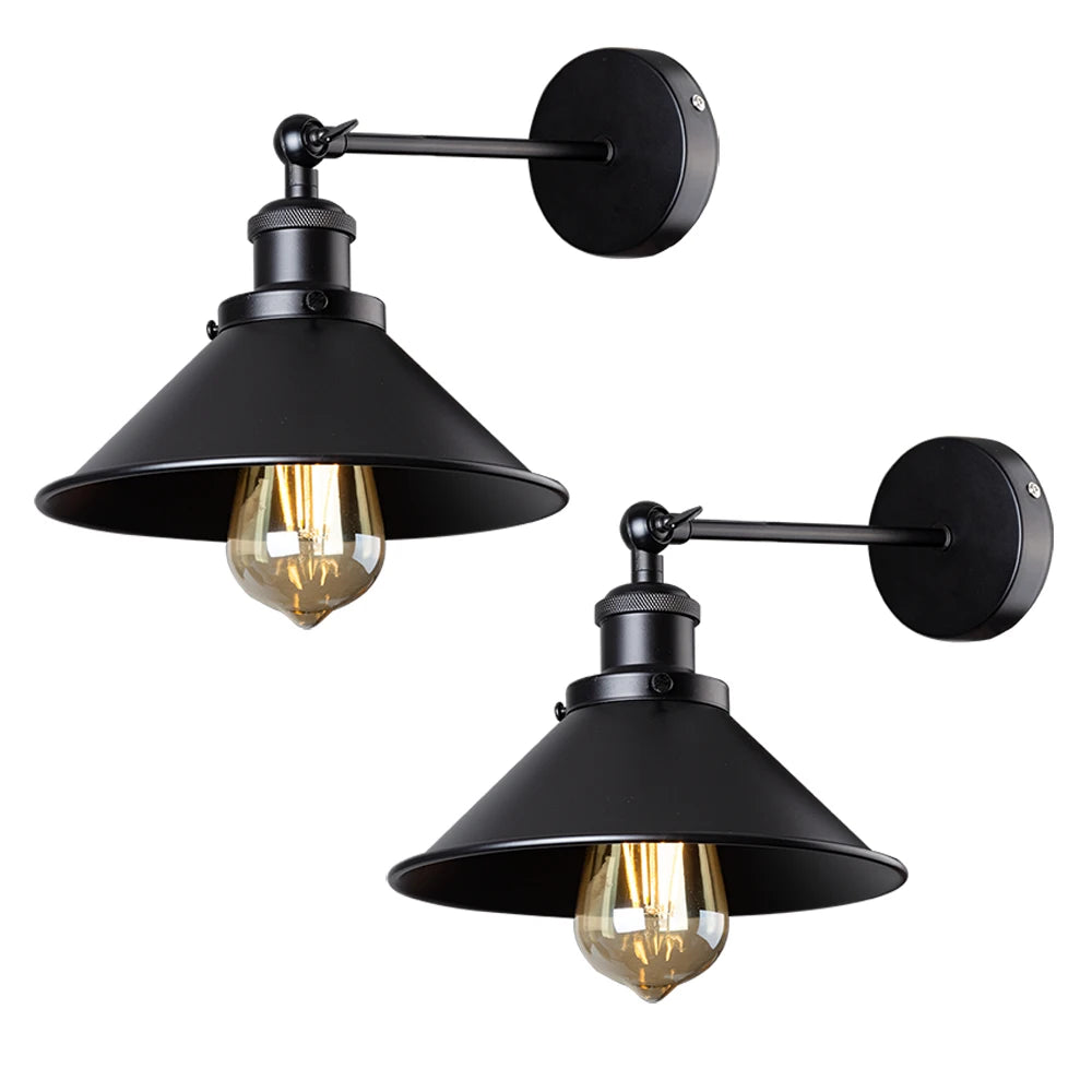 lampe murale industrielle noire réglable vintage E27 flux lumineux étude chambre salon