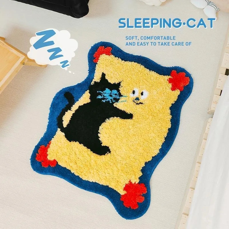 tapis créatif dessin animé feuilles monstera animaux adhésif imperméable antidérapant intérieur enfant polyester PVC