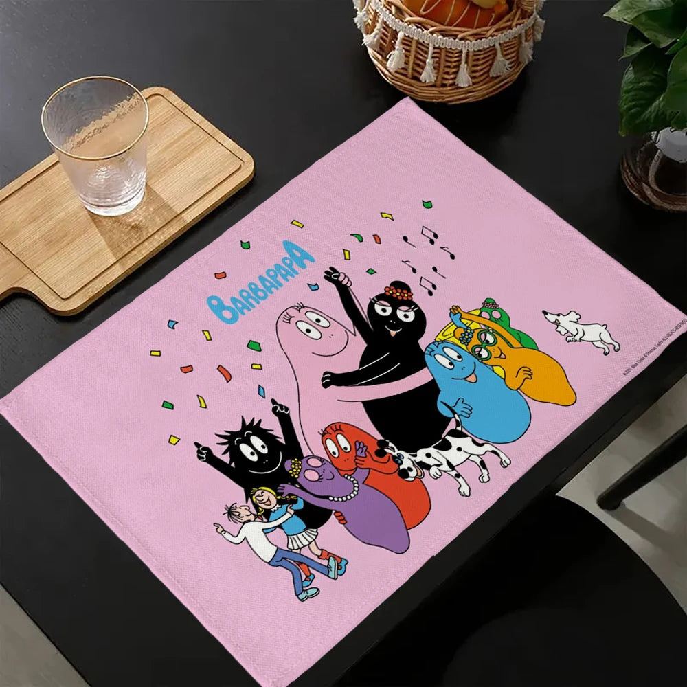 tapis multicolore dessins animés personnages cartoon table maison isolation thermique plats occidentaux