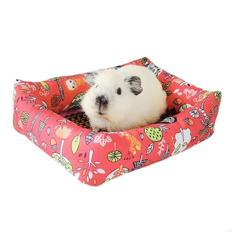 lit hamster confortable moderne fraises roses fond rose clair marron clair blanc