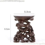 support bois sculpté théière tasse figurine bébé bol décor maison artisanal rustique