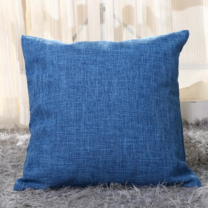 housse coussin carré coton lin moderne couleur unie beige marron rouge vert bleu orange
