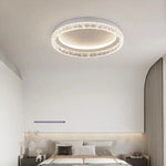 plafonnier led moderne orné cristaux blanc noir circulaire élégant surface interrupteur bouton lumière neutre